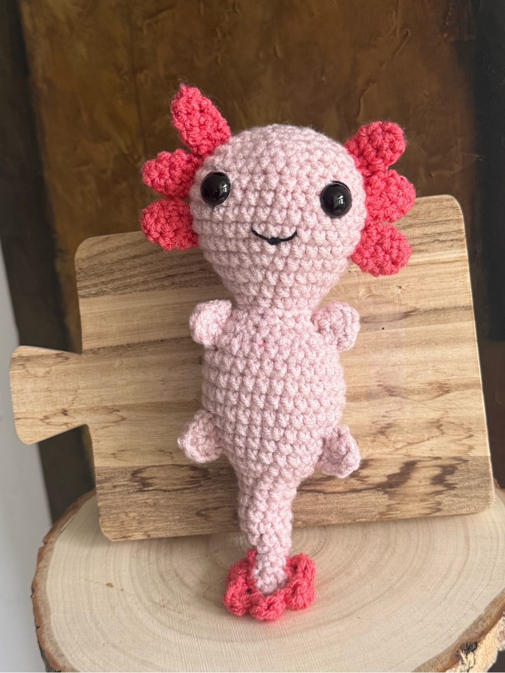 Handmade Pink Axolotl Crochet Plush Toy - Cute Pink Pet Plush